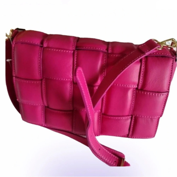 UNICA! Firenze Fushia pink ITALIAN LEATHER WOVEN CROSSBODY NWT! - Picture 17 of 17